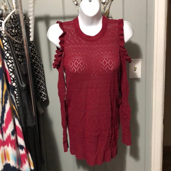 LC Lauren Conrad Sweaters - Lauren Conrad red cold shoulder sweatshirt size sm